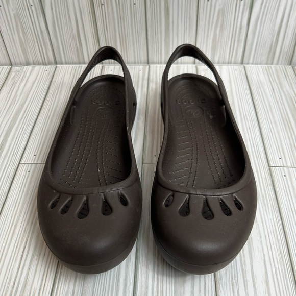 Crocs Women’s Brown Kadee Flats Ballet Sling Back Cut Out Shoes Sandals Size 9‎ - Picture 1 of 7